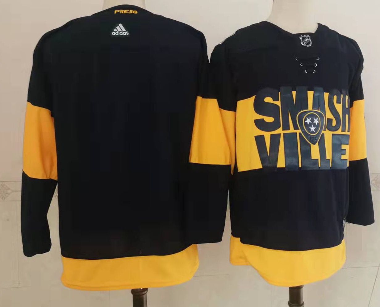 Men Nashville Predators Blank Black New 2022 Adidas NHL Jersey->nashville predators->NHL Jersey